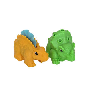 Play-Doh T-Rex and Triceratops dinosaur toys. 
The yellow one is a Tyrannosaurus